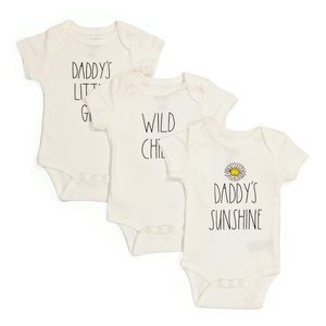 RAE DUNN BABY GIRL 3 PK ONESIES NWT